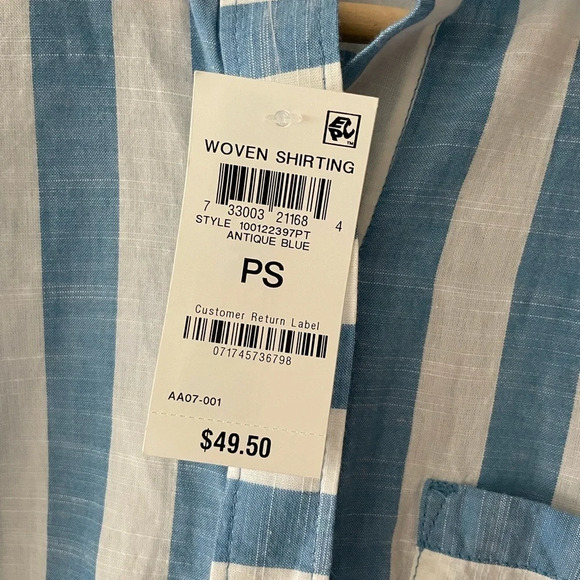 NWT Style & Co. Blue and White Striped Button Down Shirt - Picture 2 of 8